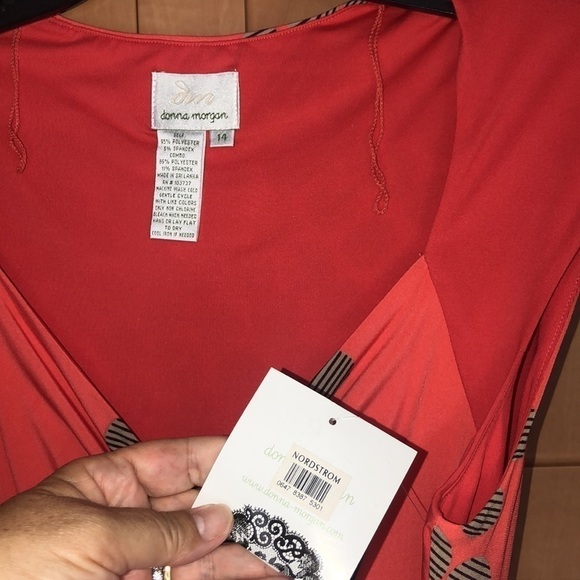 DONNA Morgan Ladies Dress Orange Print, Size 14 . NWT - Picture 6 of 9